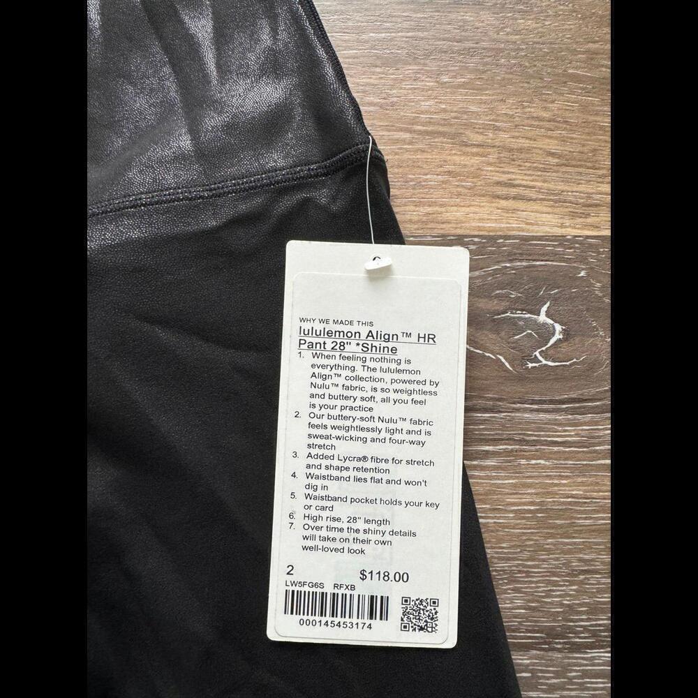 Lululemon Align High Rise 28” Shine Radiate Foil Black Size 2 NWT - Picture 4 of 7